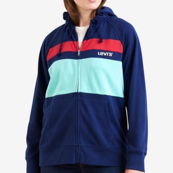 NWT 90s Inspired Levi's Striped Zippered Hoodie Jacket Striped - Picture 3 of 6